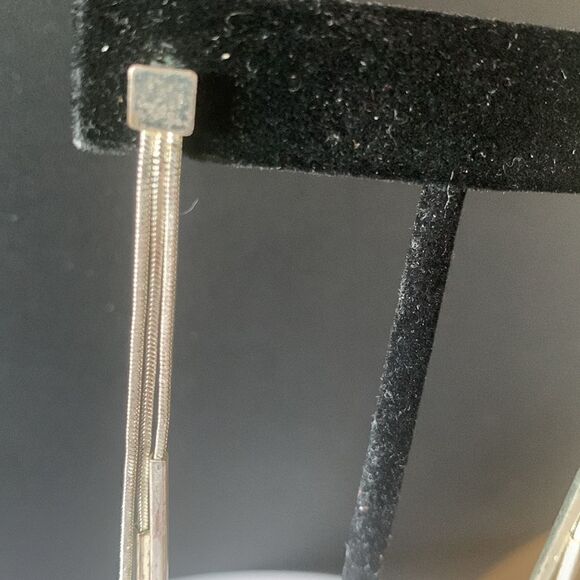 Cool Metal Uneven Dangle Earrings with a Square stud, Unmarked - Picture 2 of 3